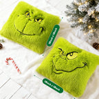 eowvsio 2PCS Chrismas Pillow Covers 18x18 inch,Green Xmas Throw Pillow Cases,Chrismas Decor Soft Plush Faux Fur Wool Couch Cushion Case for Chair Sofa Bedroom Living Room