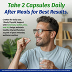 1 Body Thyroid Support Supplement for Women and Men, Selenium with Iodine, Zinc, B12, Ashwagandha and L-Tyrosine, Supports Hormone Health, Energy and Metabolism, 30 Day Supply