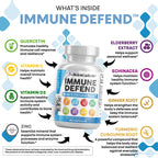 Clean Nutraceuticals Immune Defense Support Supplement 8 in 1 with Zinc 50mg Quercetin, VIT C 1000mg, Vitamin D3 5000 IU, Elderberry, Ginger - Immunity System Booster for Adults, Vegan - 60 Count