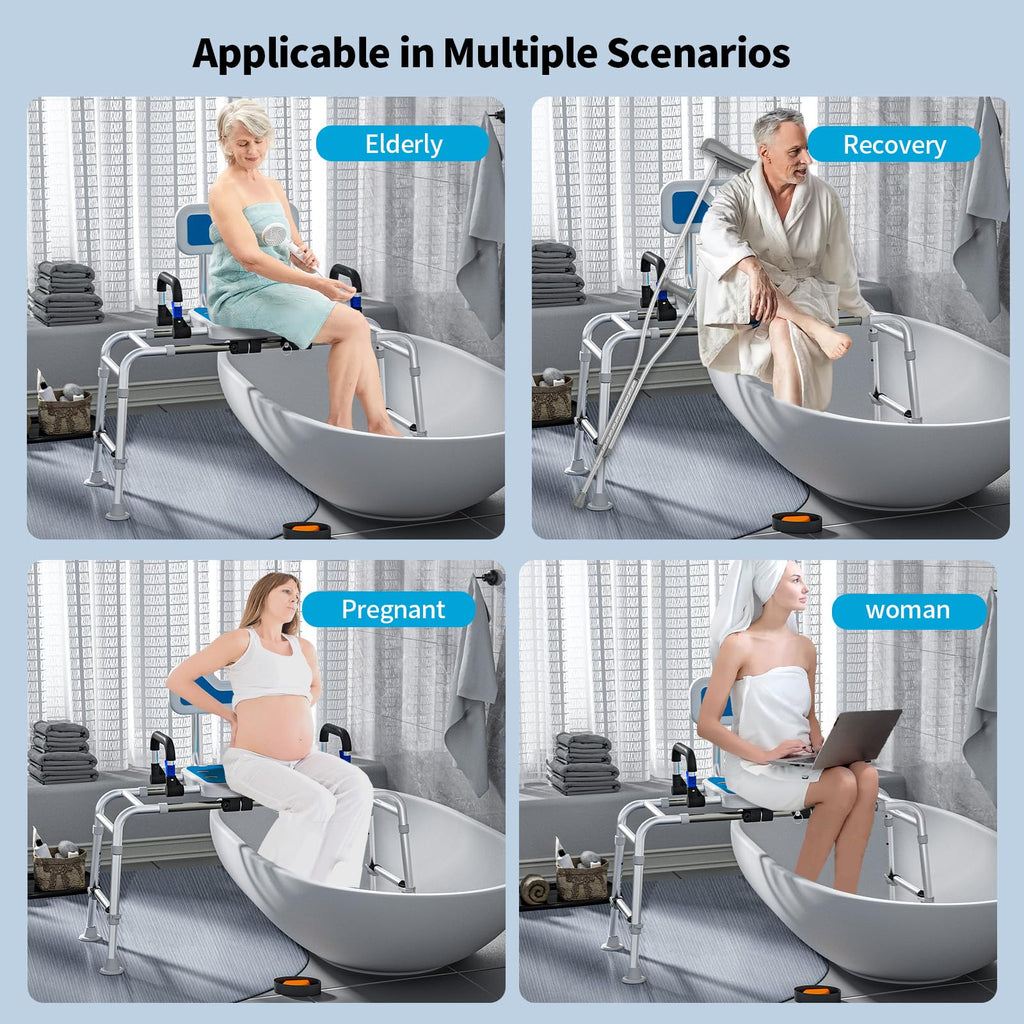 Drseats Sliding Shower Chair with Arms and Back, 500lbs Tub Transfer Benches with Non Slip Aluminum Body and Suction Cups Adjustable Height Bath Seats for Seniros Elderly Disabled or Bariatric Adults