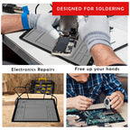 2-in-1 Helping Hands Soldering Kit, Helping Hands Soldering Station with Silicone Soldering Mat, 6 Flexible Metal Arms Third Hand Soldering Tool for Electronic Repair Soldering Assembly Jewelry Crafts