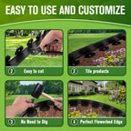 3 Inch Landscape Edging, 3" x 100' Garden Edging, 3 Inch No Dig Edging for Landscaping with 120 Pcs Anchoring Spikes and 5 Pcs Connectors Flexible Landscape Border Edging for Landscaping(Black)