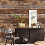 WENMER 17.71 inch x 236 inch Brown Wood Peel and Stick Wallpaper Shiplap Self Adhesive Wall Paper Wood Plank Wallpaper for Countertop Cabinet Shelf Drawer Wall Door