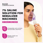 BASE LABORATORIES 7% Saline Solution for Nebulizer Machine | Saline Solution for Inhalation & Nasal Irrigation | High 7% Concentration l (25 x 2) 50 Vials 5ml Unit Dose