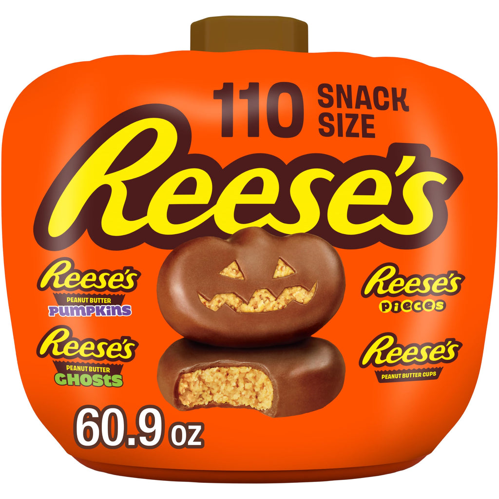 Reese's Assorted Peanut Butter Halloween Candy Pumpkin Bowl, 110 ct