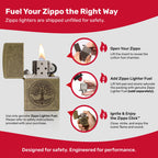 Zippo Tree of Life Pocket Lighter - Refillable Flip-Top Windproof Lighters - Spiritual and Symbolic Design Pocket Lighters - Luxury Metal Lighter Made in USA