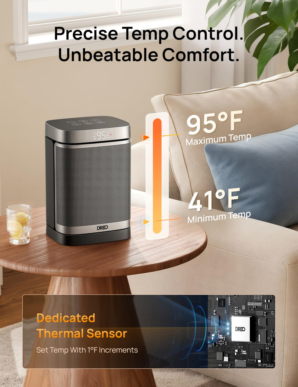 DREO Space Heater, Portable Electric Heaters for Indoor Use with Thermostat