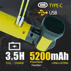JINLITE Magnetic Work Light - 3000LM Rechargeable LED Work Light Bar, 5200mAh Under Hood Mechanic Light for Garage, Workshop, Vehicle Inspection (1 Pack, Yellow)