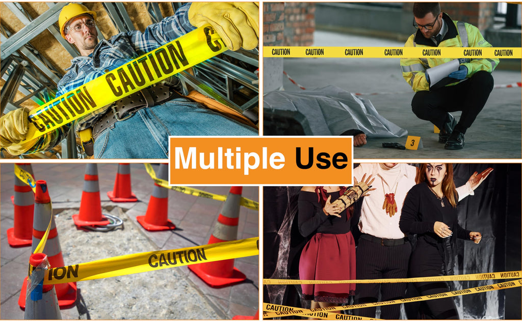 TAPEWELL Premium Yellow Caution Tape Roll, 3 Inch X 1000 Feet, Pack of 8 Bright Yellow Construction Tape for Danger/Hazardous Areas (Total of 8000 Feet)
