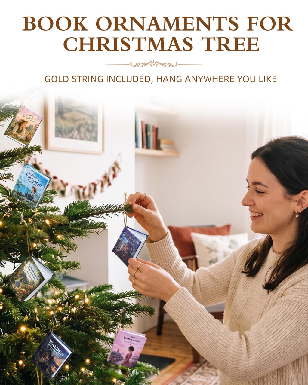 Mini Book Advent Calendar 2026 for Book Lovers, Christmas Tree Decor Books