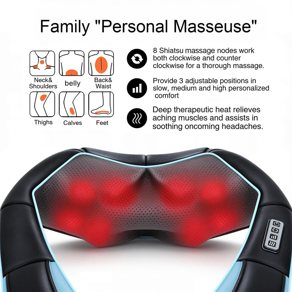 Mo Cuishle Women Men Gifts, Shiatsu Back Shoulder & Neck Massager with Heat