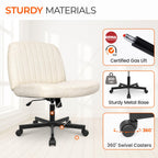 Orange Factory Criss Cross Chair, Wide Fabric Vanity Desk Seat, Beige Wheel