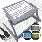 MAGNIPROS Patented 5X [Rechargeable] LED Page Magnifier with Foldable Stand | Eye Caring 3-Color Light Modes & Anti-Glare Lens for Reading Fine Print, Crafting, Low Vision & Seniors