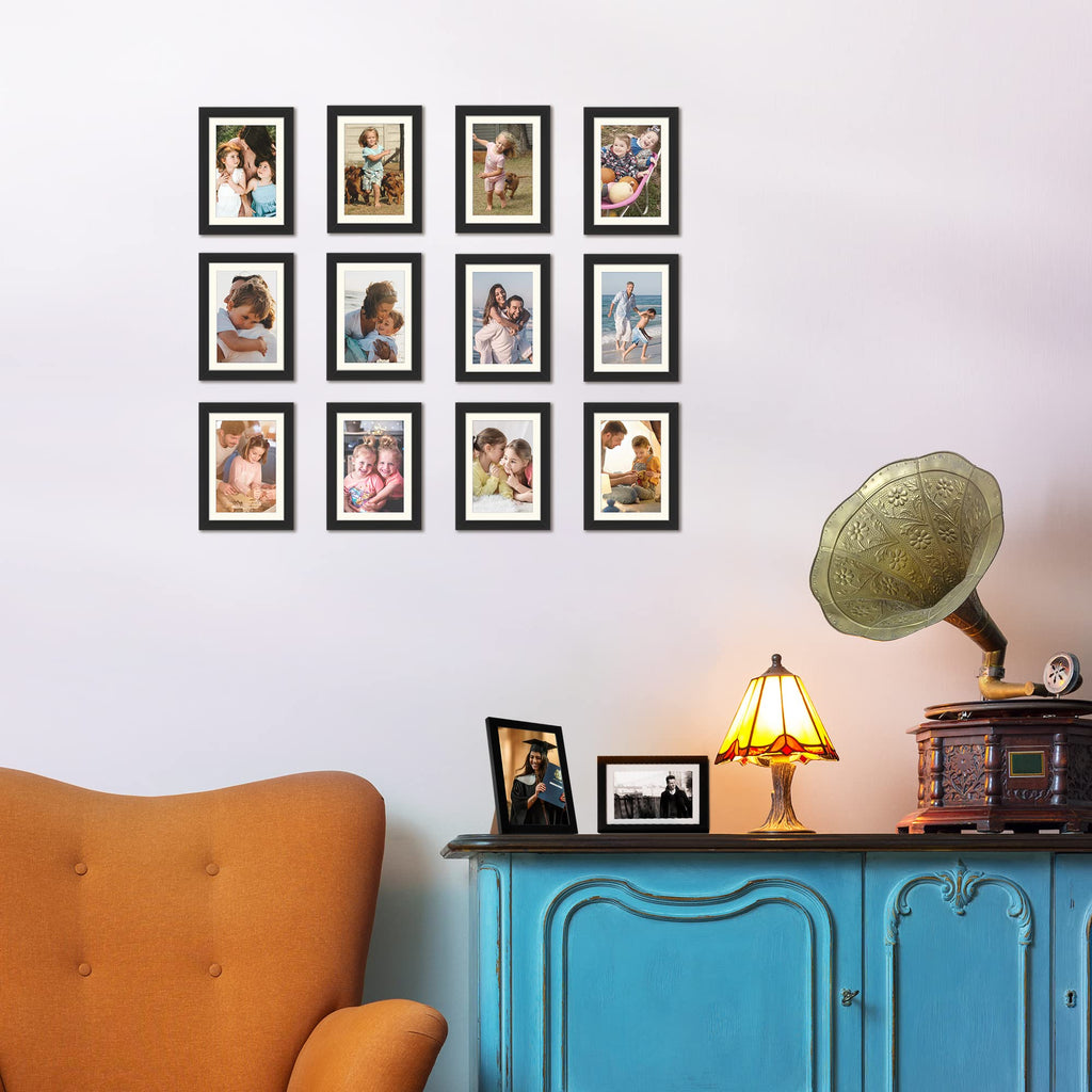 upsimples 4x6 Picture Frame, Photo Collage Wall Decor Set of 10, Black