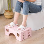 7inches Foldable Toilet Stool (Pink), Ergonomic Squatting Aid with Non-Slip Feet for Improved Bowel Movement, A Good Helper to Effective Relief of Constipation, Easy to Storage Toilet Squat Stool