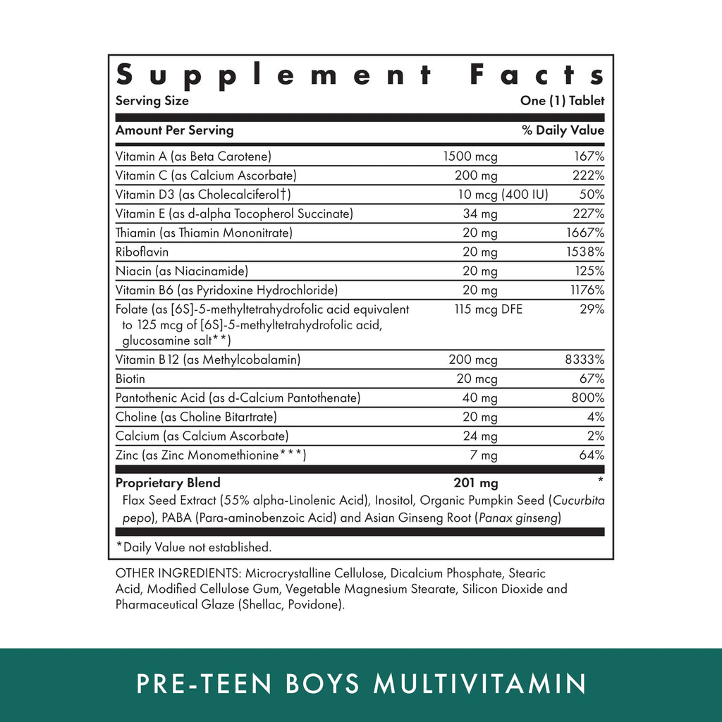Michael's Health Naturopathic Programs Pre-Teen Boys Daily Multivitamin - 60 Vegetarian Tablets - With Male Herbal Blend - Kosher - 60 Servings