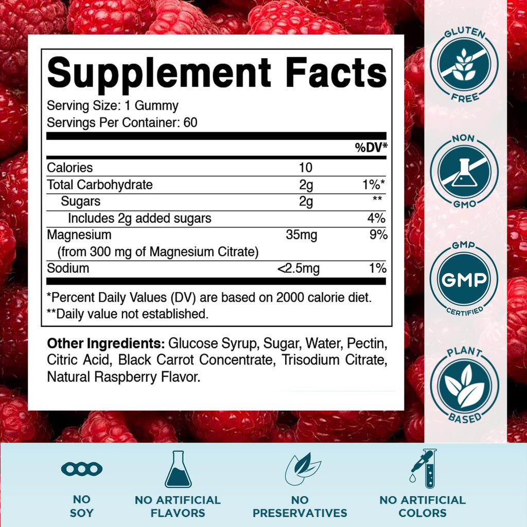 Vitamatic Kids Magnesium Calm Gummies - 60 Vegan Count - Great Tasting - Promote Healthy, Muscle, Bone, & Energy Support (Pack of 2)