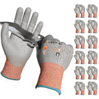 Schwer 12 Pairs ANSI A5 Cut Resistant Work Gloves, Cut Proof Gloves with PU Coating, Used for Metal Fabrication, WoodWorking, Construction, Non Slip, Durable, Non PFAS, XL, CR3088