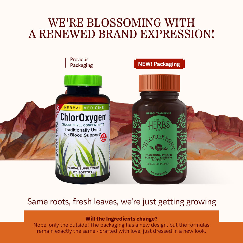 Herbs Etc. ChlorOxygen Chlorophyll Concentrate - Aids Healthy Blood Circulation - High-Altitude Environment Support - Energy Support - 120 Softgels (120 Servings)