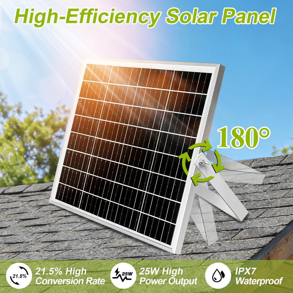 7.1" Solar Powered Exhaust Fan, 16.5 ft Cord + 25W Solar Panel Greenhouse Ventilation Fan, 3800RPM IPX7 Waterproof Solar Vent Fan for Chicken Coop, Shed, Dog House, Outdoor Intake & Exhaust