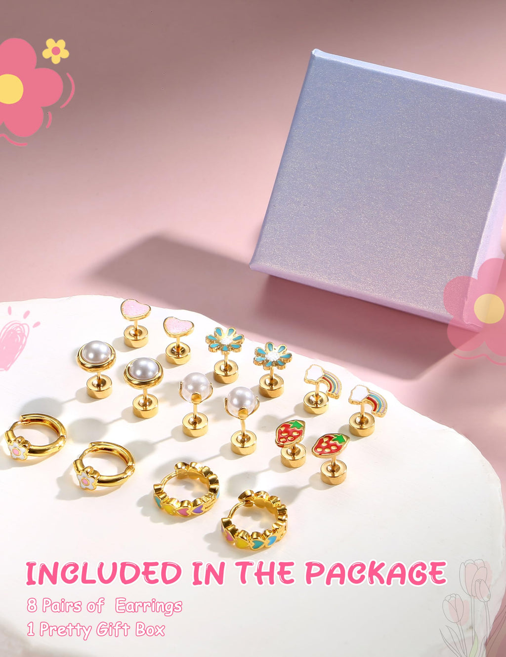 18K Gold Plated Hypoallergenic Earrings for Women 316 Surgical Steel