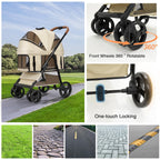 4 Wheels Pet Stroller for Small/Medium Dogs and Cats,Dog Stroller with Detachable Carrier and Storage Basket,One Click Folding,Compact Portable,Up to 50lbs,3 in1 Multifunctional(Grey)