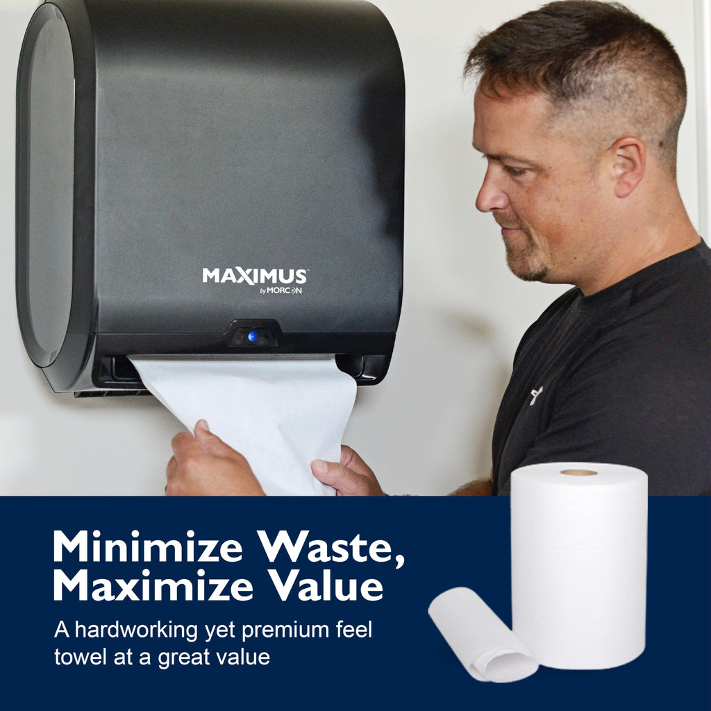 Maximus X0907 Recycled Paper Towels with Superior Absorbency, 10" Commercial Paper Towels Rolls Suitable for Office, Restaurant, and Healthcare Facilities, 6 Rolls Per Case