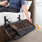 Stander EZ Adjust Bed Rail, Adjustable Senior Bedrail and Safety Assist Railing for Elderly Adults with Organizer Pouch, ASTM Safety Approved Guard-Rail, Black