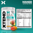 Xtend Scivation EAA + BCAA Powder | Muscle Recovery & Lean Muscle Growth | 9 Essential Amino Acids for Intra Workout or Post Workout Recovery | 10g EAAs Per 2 Servings | Mango 40 Servings