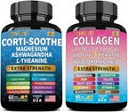 JTEVEweu Shining Serenity Set, Cortisol Support with Ashwagandha, L-Theanine, Magnesium, Lions Mane, GABA, Bacopa Monnieri, Collagen Biotin, Keratin, Hyaluronic Acid, Quercetin
