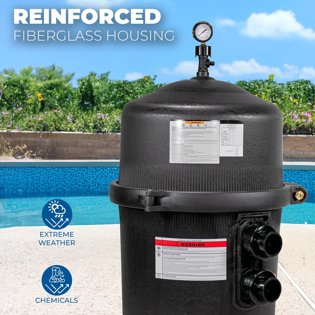 XtremepowerUS 425 SQ/FT Pool Cartridge Filter In-Ground Above Ground Swimming Pool and Spa Filter System (4-Pieces Filter Set) 2" Inlet/Outlet Fitting