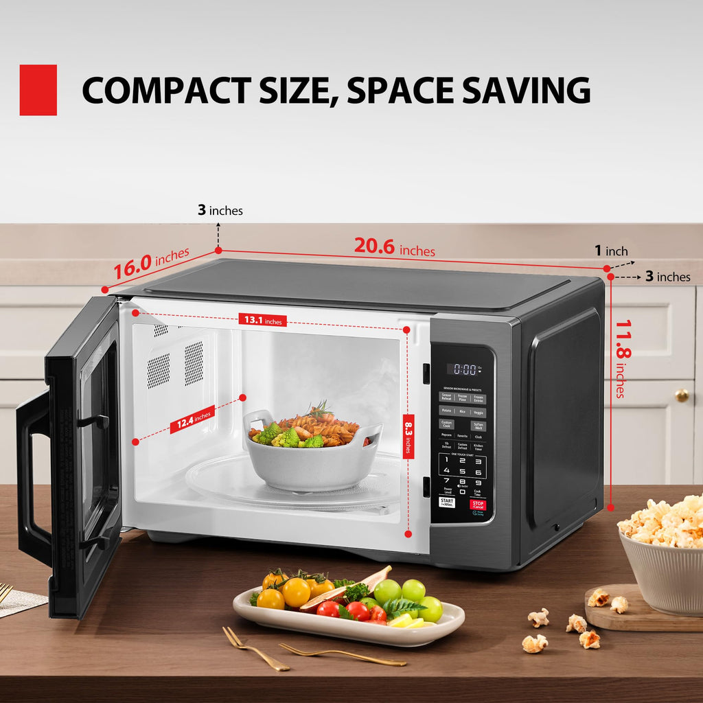 MPP-BS Microwave Oven with Smart Sensor, Easy Clean Interior, ECO Mode and Sound On/Off, 1.2 Cu.ft, Black Stainless Steel