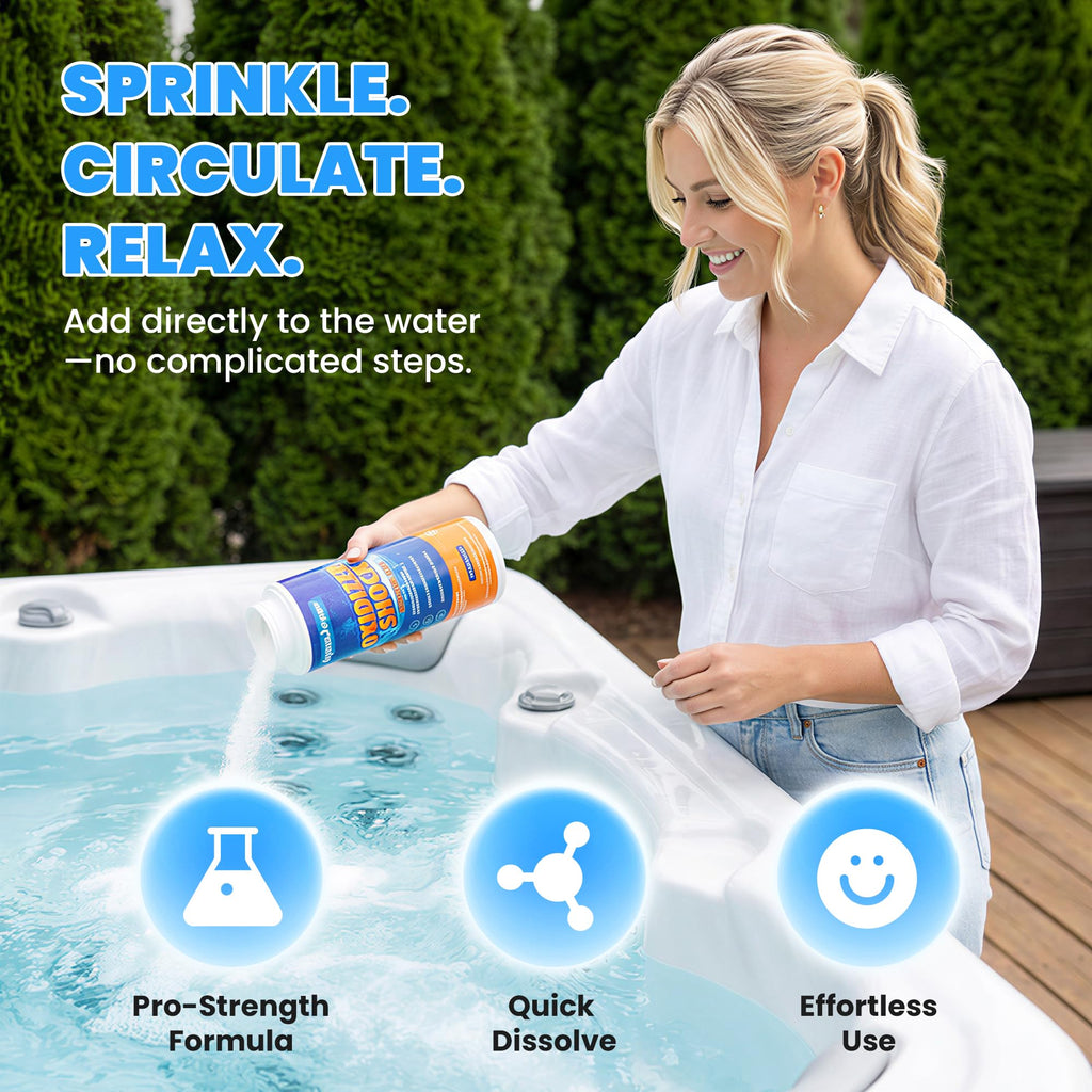 AquaJoyer Non-Chlorine Spa Shock for Hot Tub – Chlorine-Free Treatment, Helps Support Bromine, Saltwater Safe, Quick Dissolving Oxidizer Oxidizing, 35oz Each (2 Pack)