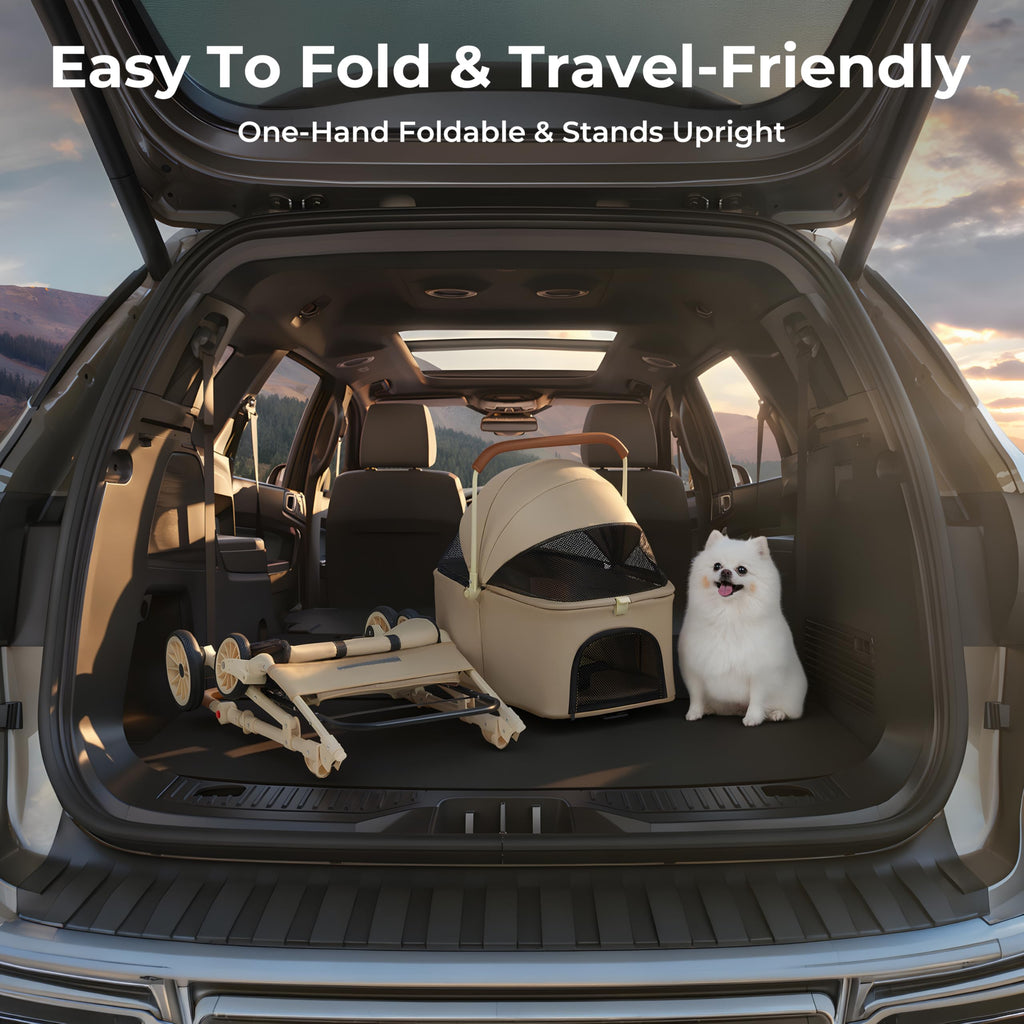 Dog Cat Stroller for Small & Medium Pets up to 55 lbs, Foldable Pet Stroller with Detachable Carrier, 4 Swivel Wheels, Adjustable Handle & Canopy