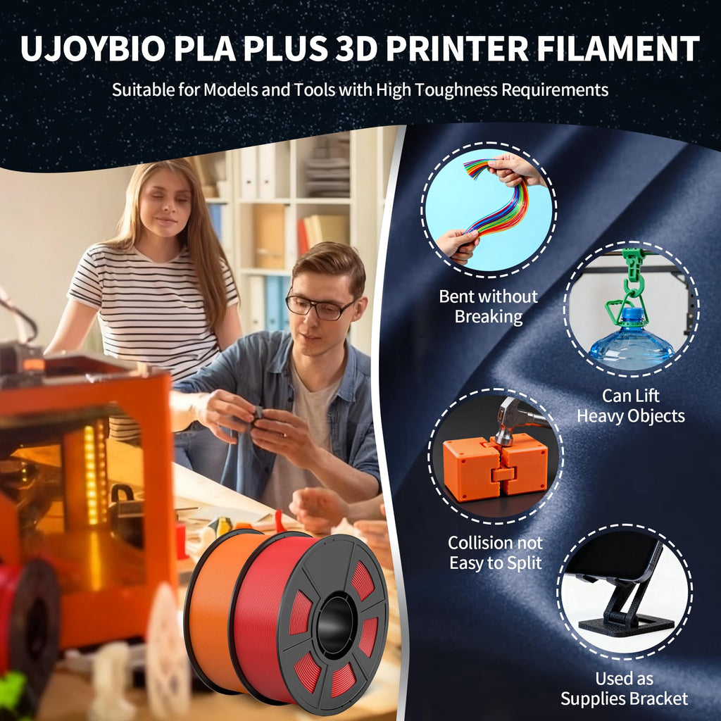 UJOYBIO Hyper PLA+ 3D Printer Filament, High Toughness PLA Plus 3D Printing Filament 1.75mm, Enhanced Strength, Compatible with Bambu Lab & Most FDM 3D Printers, 1kg Spool (Iris Purple)