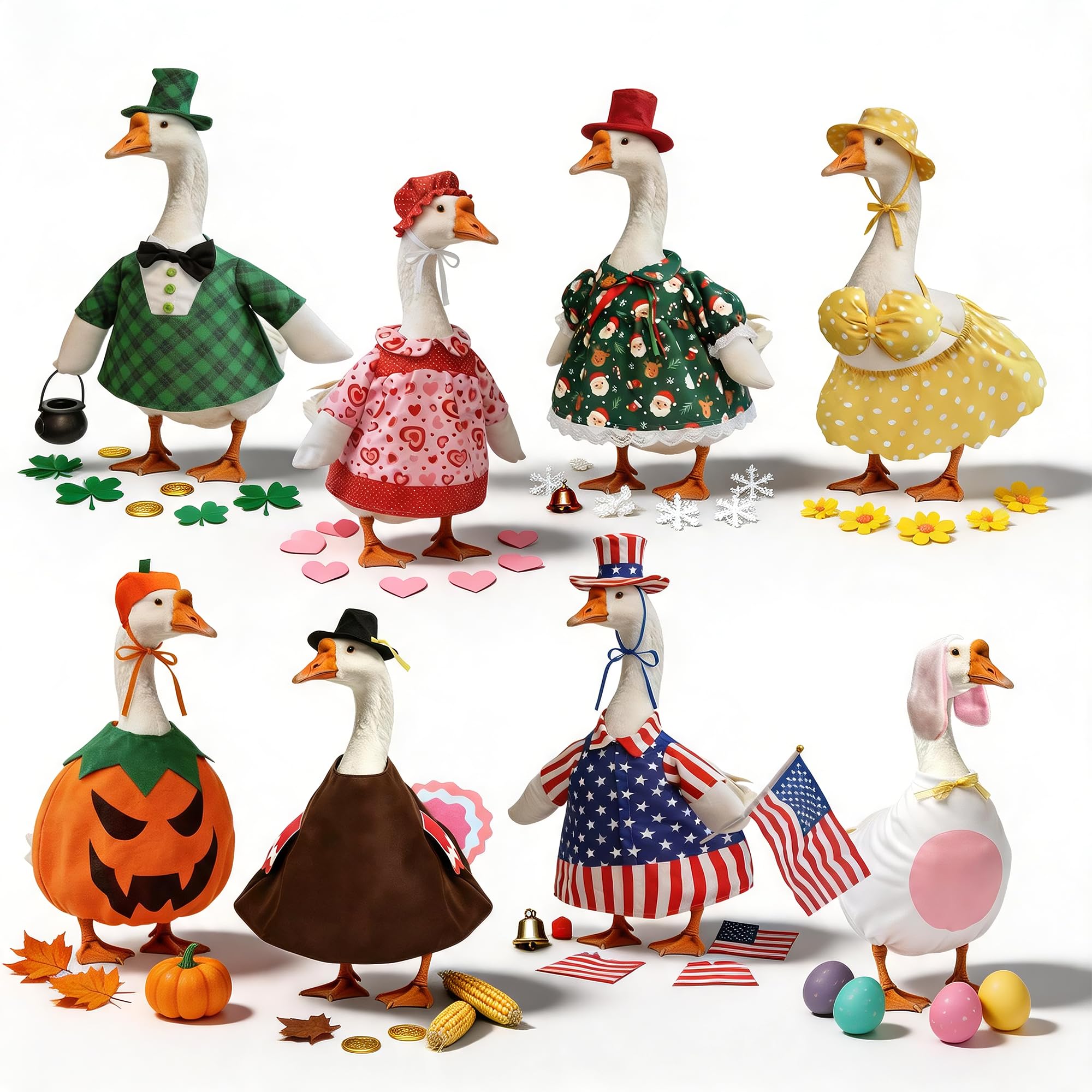 WeLyruff 8 Set Porch Goose Outfits - Gift for Patio Lawn Decor