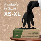 FifthPulse Biodegradable Black Nitrile Gloves 150 Count - Powder Free Disposable Food Grade Medical Exam Gloves for Cooking, Cleaning, Tattoo, Textured Fingertips, Latex Free, Eco-Friendly