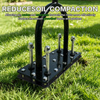 TreVark Lawn Aerator, Automatic Dirt and Leaf Clean Design, Heavy Duty Manual Lawn Aerator Tool with 15 Iron Spikes, Height Adjustable, Yard Grass Aerator for Lawn.