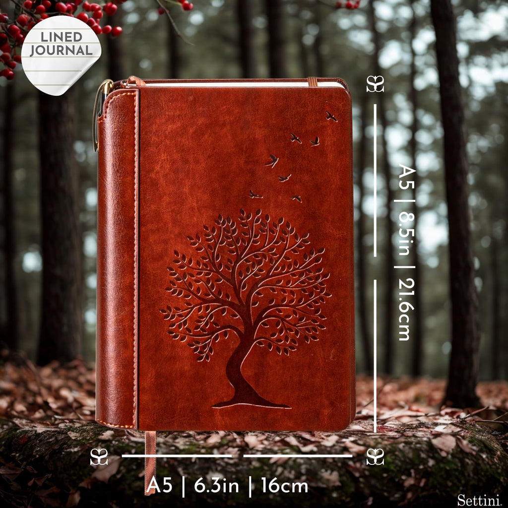 SETTINI® Tree of Life Journal for Women & Men, Vegan Leather Set with Pen