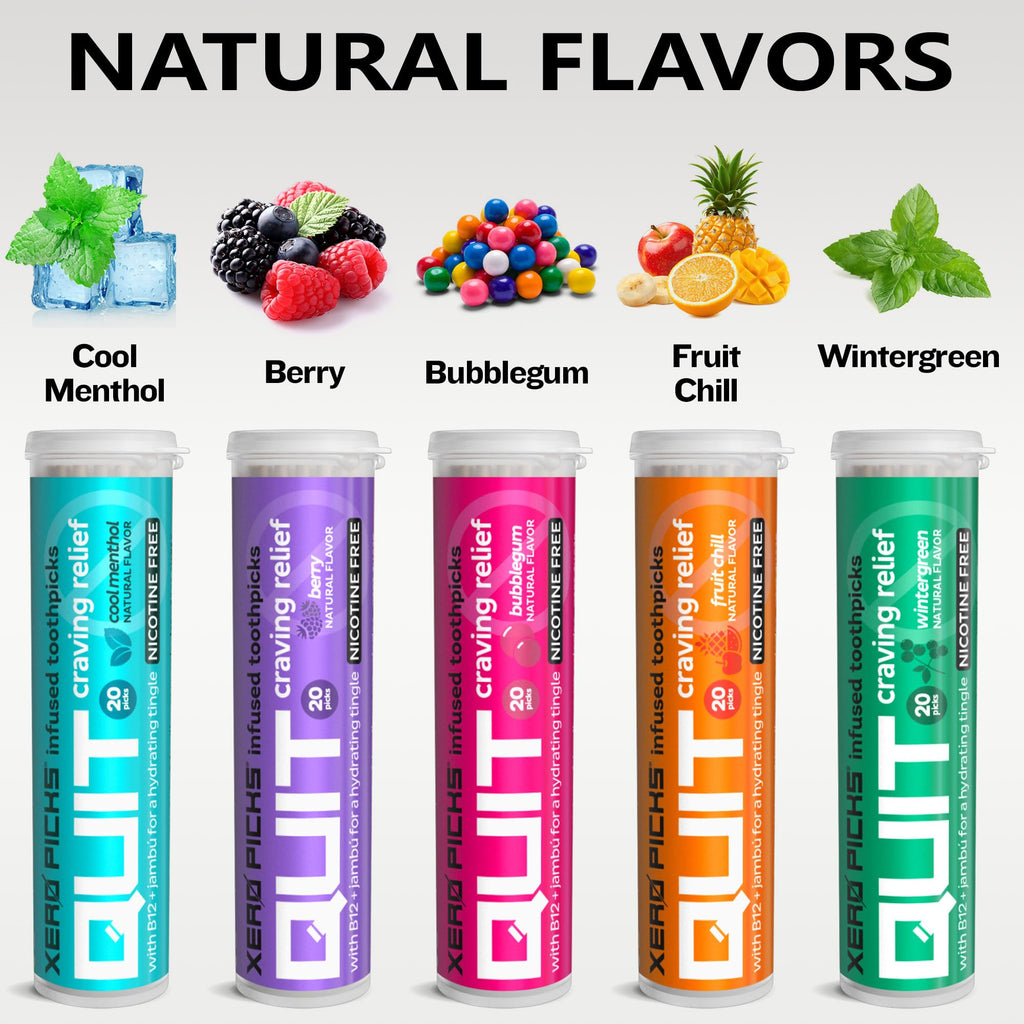 Xero Picks Infused Flavored Toothpicks to Help Quit Smoking - Nicotine Free (Variety Pack, 20 Count (Pack of 5)) Non-GMO Kosher Vegan