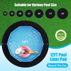 Winnergo 12 FT Round Pool Liner Pad for Above Ground Pools, Durable Pool Mat with Geotextile Material for Pool Bottom Strong Eco-Friendly Padding Under Pool Pad Protection,Prevents Punctures,Black