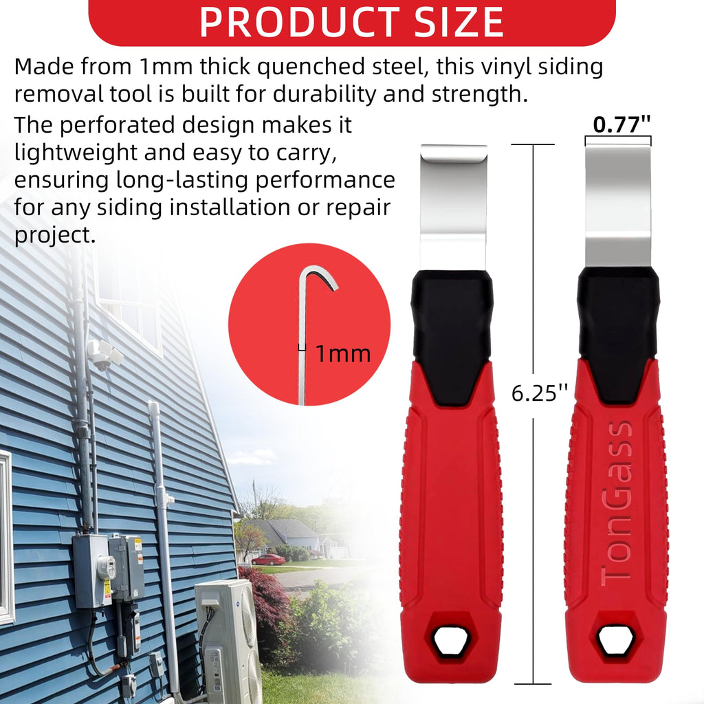 TonGass 2-Pack Vinyl Siding Removal Tool with Extra Long Non-Slip Grip Handle, Steel Blade Vinyl Installation and Removal Tool, The Ultimate Vinyl Siding Zip Tool, Avoid Damaging Vinyl Siding Tool