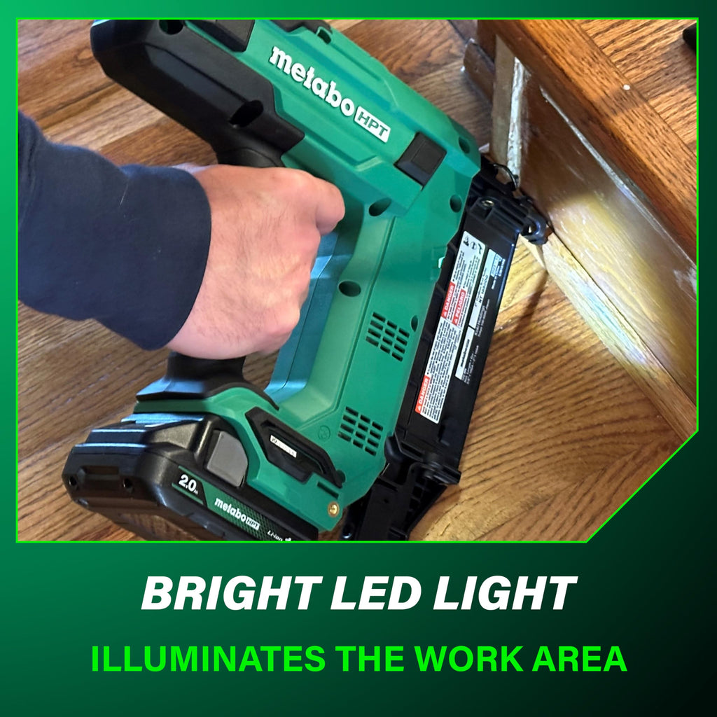 Metabo HPT 18V MultiVolt Compact Cordless Brad Nailer Kit, 18 Gauge Nailer with Power Tool 2.0Ah Lithium Ion Battery, Drives 5/8" to 2" Brad Nails, 700 per Charge, NT1850DG
