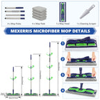 Microfiber Mops for Hardwood Floor Cleaning: MEXERRIS Flat Floor Mop with 4 Washable Pads 59" Adjustable Handle - Dust Dry Mops for Kitchen Bathroom Tile Laminate Wood Vinyl - Home Commercial Mop