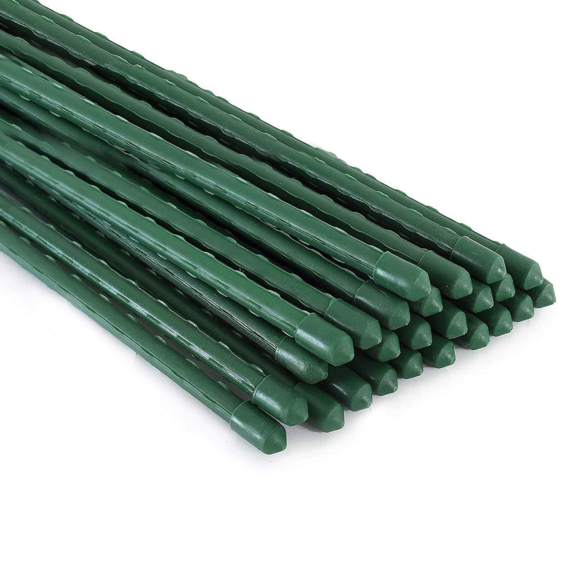 Xiny Tool Garden Stakes, 25 Pack Steel Plant Garden Tomato Stakes with Plastic Coat for Climbing Plants (25 Pack 58 Inch)