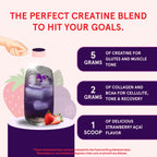 Peach Perfect Creatine Blend for Women – Micronized Creatine Monohydrate with BCAA & Collagen for Glute Strength Support – Strawberry Acai – 30 Servings