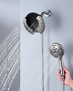 INAVAMZ 2.5GPM Shower Heads with Handheld Spray Combo: 7.2" Rainfall Shower Head & Hand Held Shower Head 2-IN-1 Shower Head with 60" Rotatable Stainless Steel Hose Nickel, Shower Trim Systems