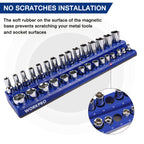 WORKPRO Magnetic Socket Organizer Set, 6-Piece Socket Holder Set Includes 1/4", 3/8", 1/2" Drive Metric SAE Socket Trays, Holds 143 Pieces Sockets, Christmas Gift for Men(Socket not Included)