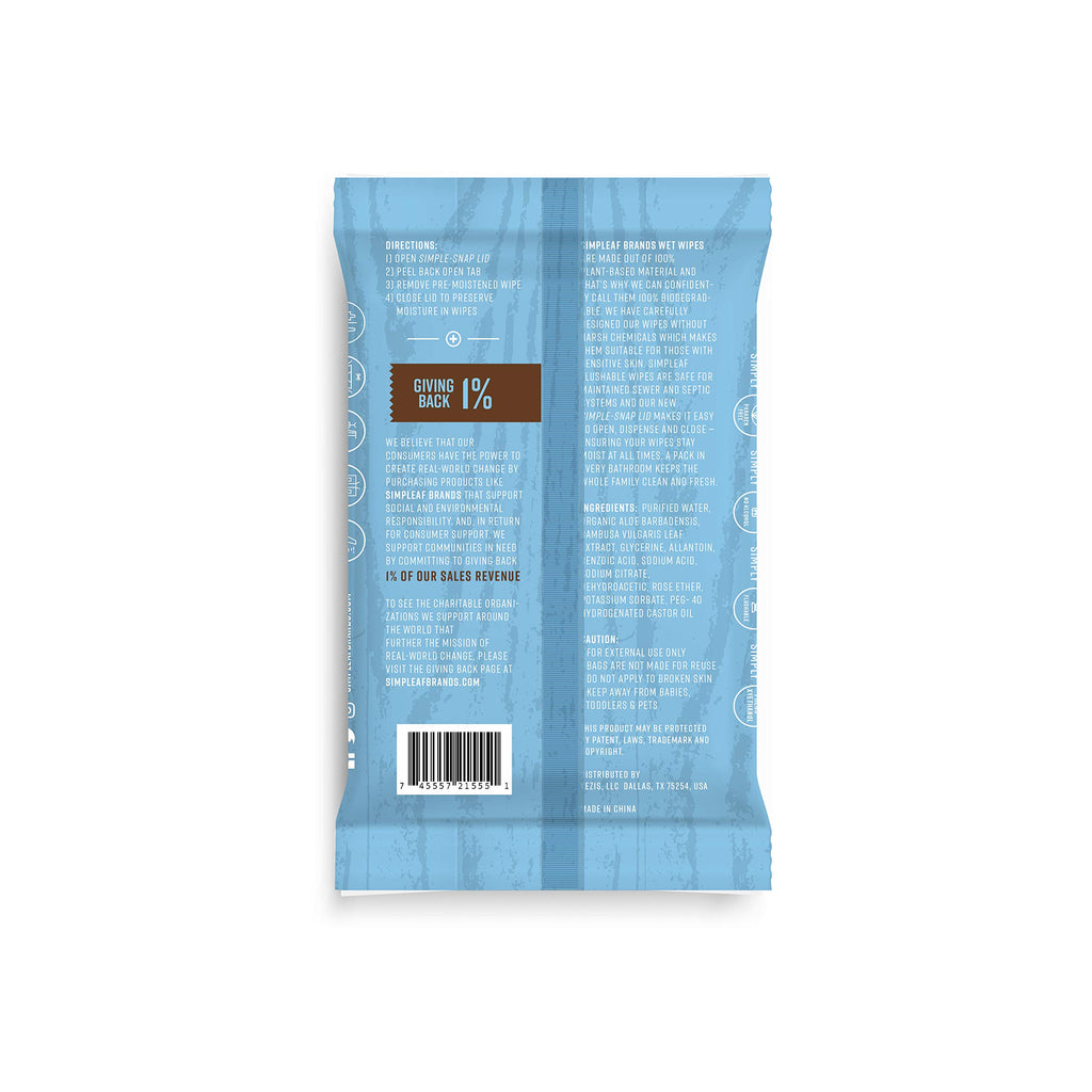 Simpleaf Flushable Wet Wipes Unscented | Plastic Free, Paraben & Alcohol Free | Hypoallergenic & Safe for Sensitive Skin | Soothing Aloe Formula | Adult Toilet Wipes (12 x 50 Counts Pack) 600 Counts