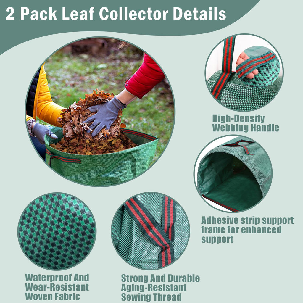 Ideal Swan 72 Gallon Reusable Yard Leaf Bag Holder, 2 Pack Waste Collector